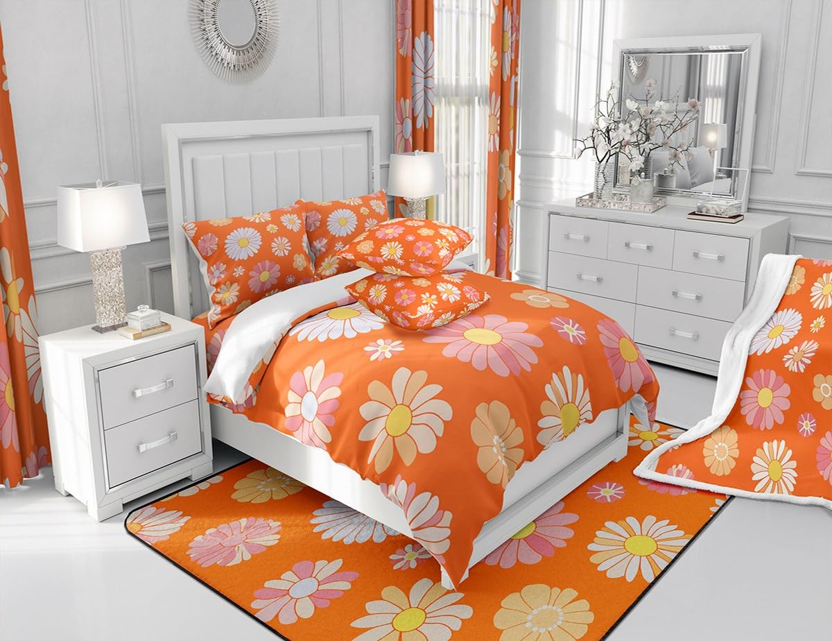 Amazon.com: jejeloiu 60S 70S Groovy Duvet Cover 100% Cotton King